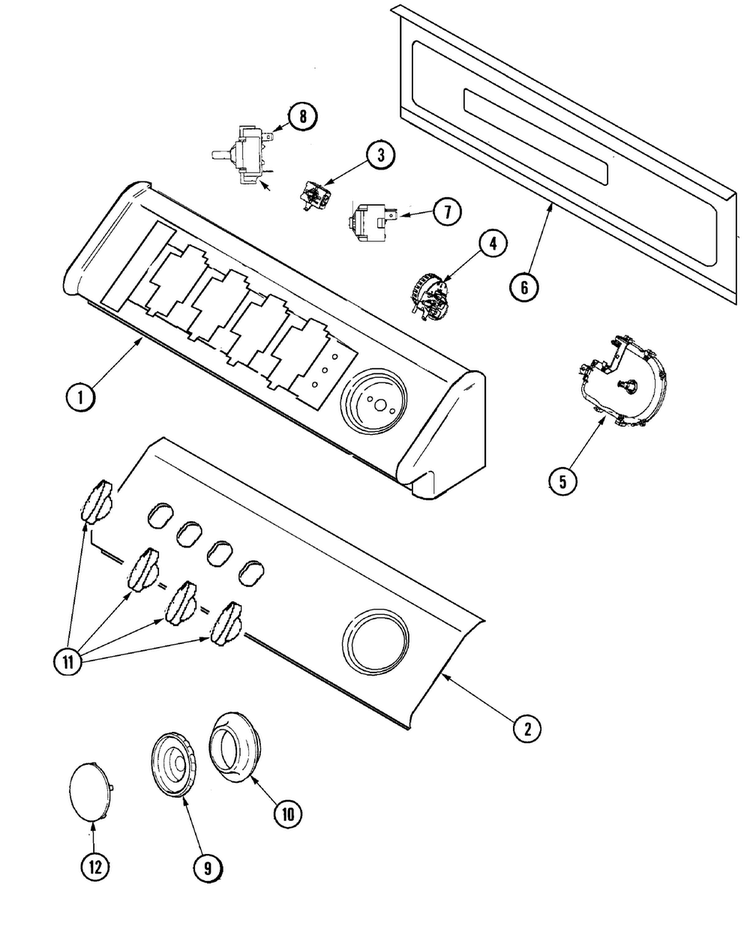 Control Panel Diagram and Parts List for SAV5401AWQ  Maytag Washer
