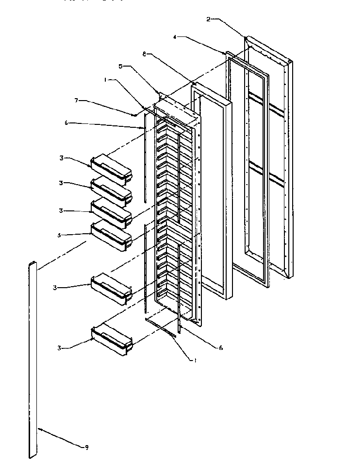 Freezer Door Diagram and Parts List for SRI20S2E-P1190101WE  Amana Refrigerator