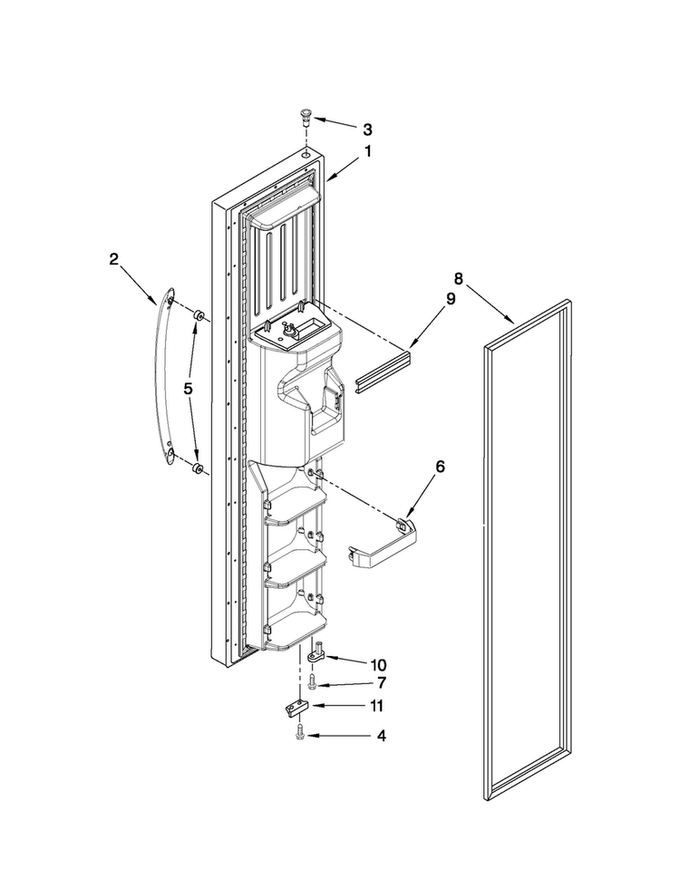 Freezer Door Parts Diagram and Parts List for MSD2254VEY03  Maytag Refrigerator