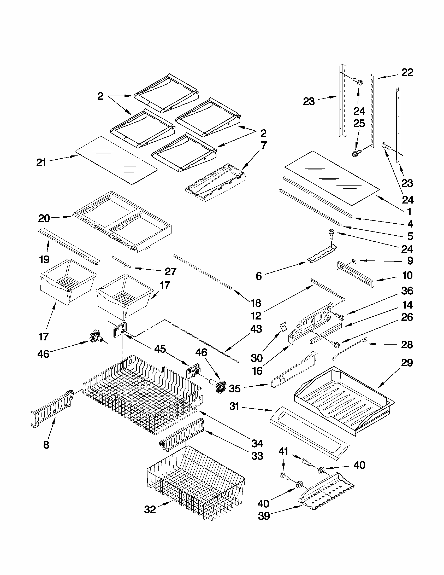 Shelf Parts Diagram and Parts List for G32026PEKS9  Maytag Refrigerator
