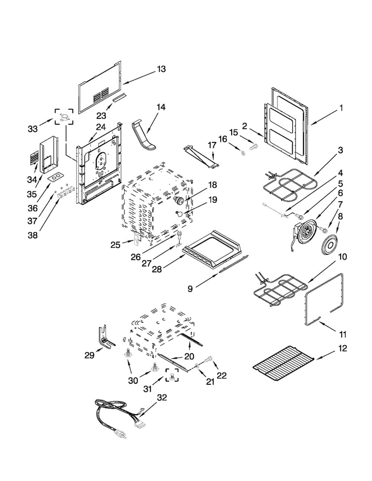 Oven Parts Diagram and Parts List for JDR8880RDB10  Jenn-Air Range