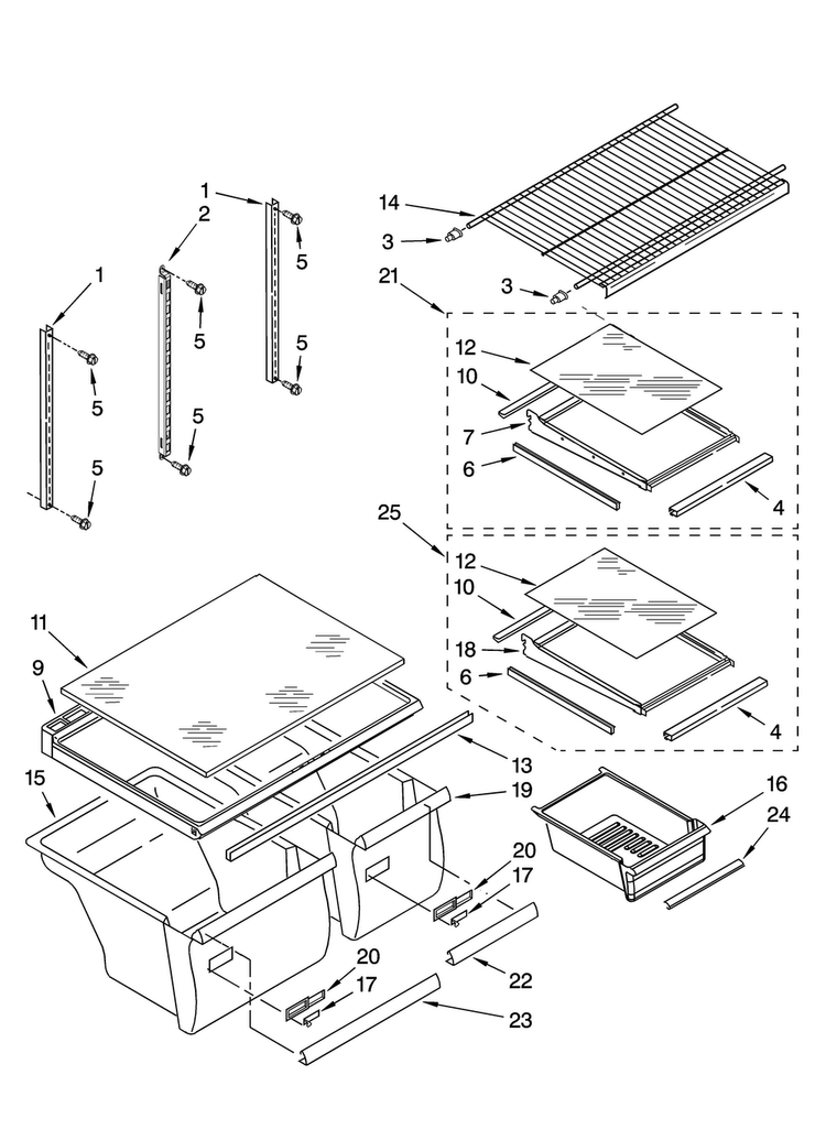 Shelf Parts Diagram and Parts List for ATB1932MRW01  Amana Refrigerator