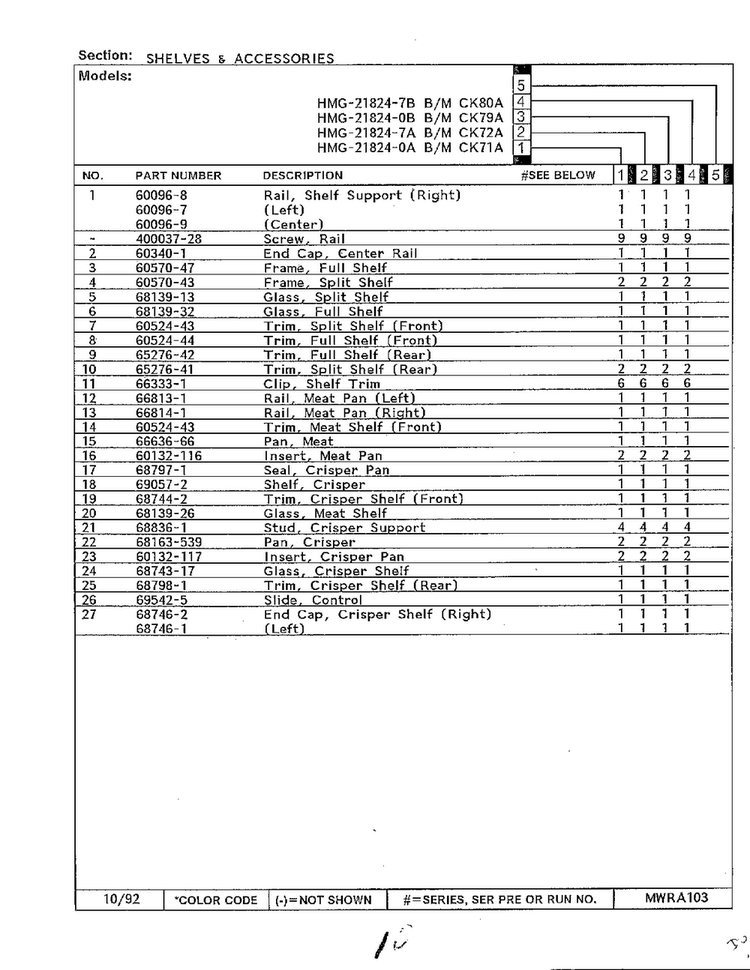 Shelves And Accessories Page 2 Diagram and Parts List for 21824-0A  Admiral Refrigerator