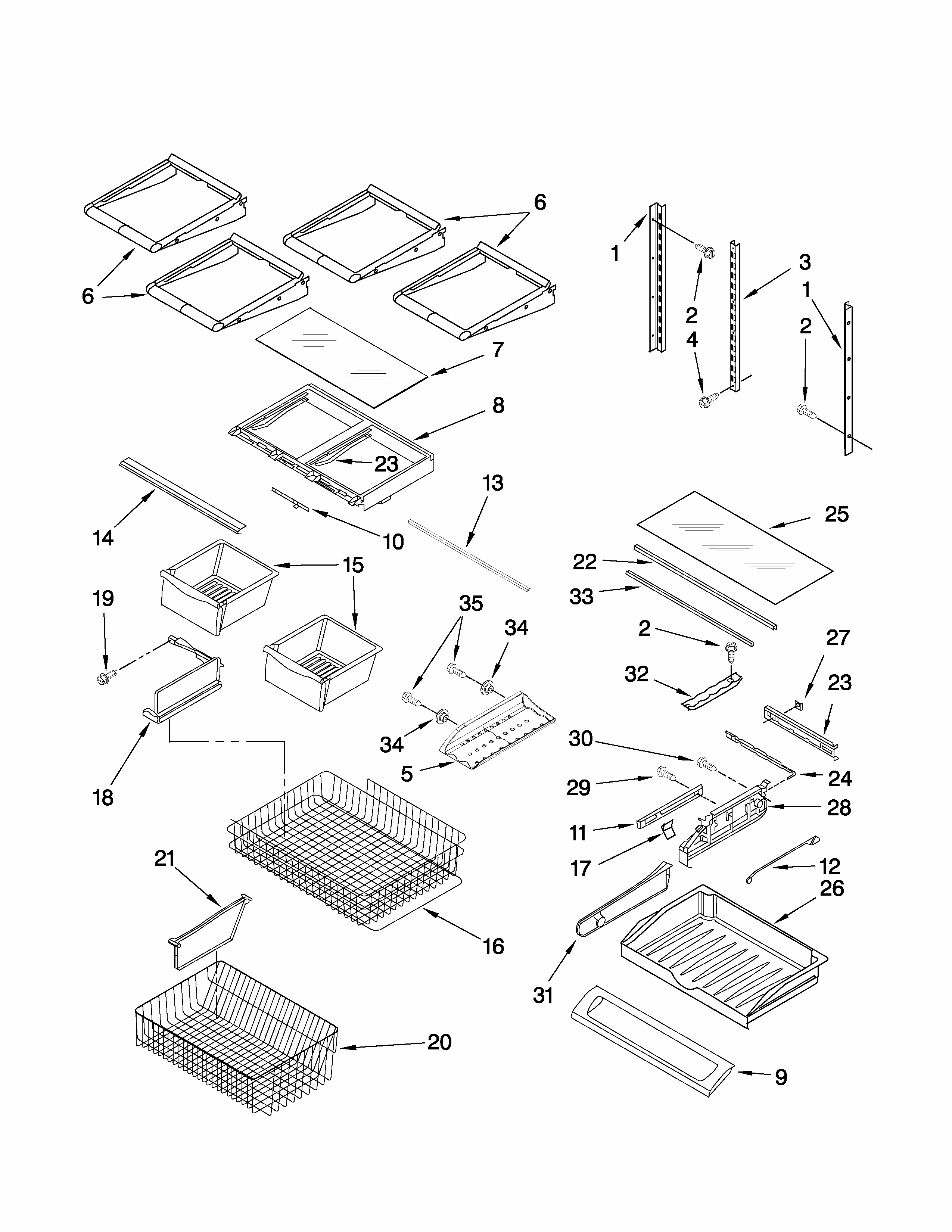 Shelf Parts Diagram and Parts List for GB2026LEKS5  Amana Refrigerator