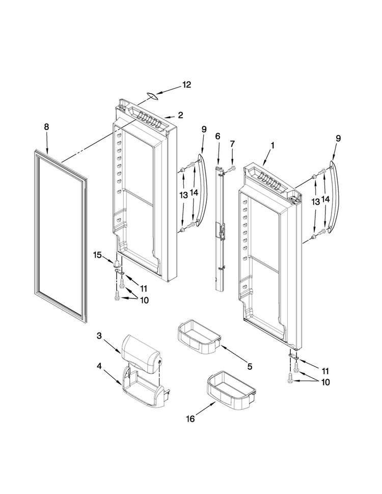 Refrigerator Door Parts Diagram and Parts List for MFD2562VEB2  Maytag Refrigerator
