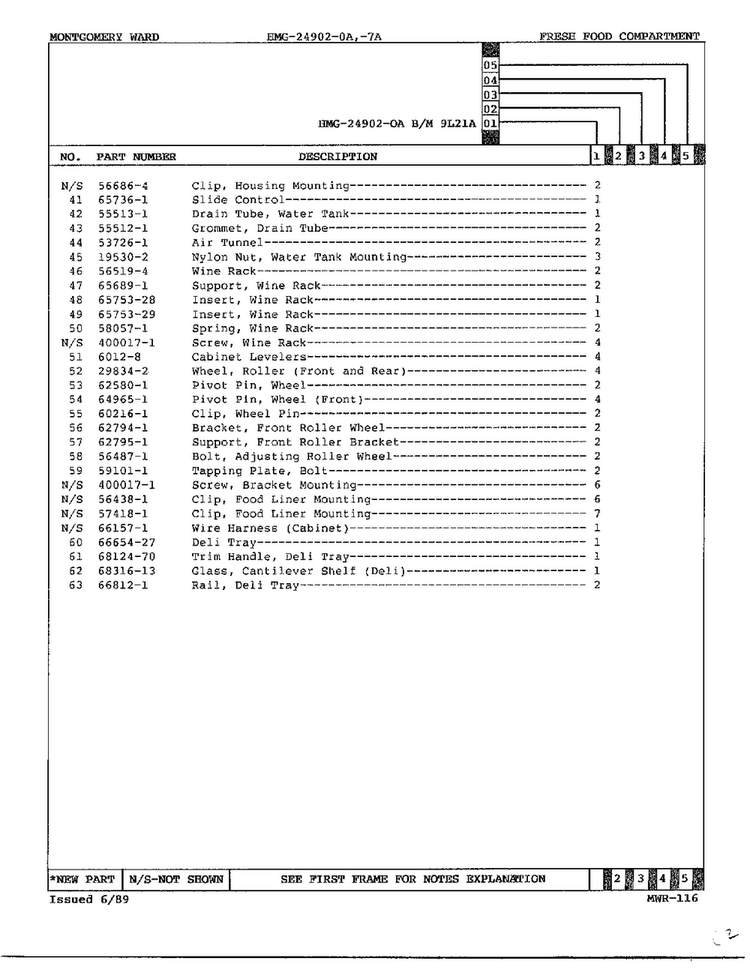 Fresh Food Compartment Page 3 Diagram and Parts List for 24902A  Admiral Refrigerator