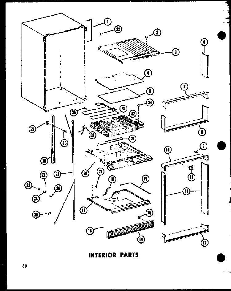 Interior Parts Diagram and Parts List for TC18C-C-P73500-16WC  Amana Refrigerator