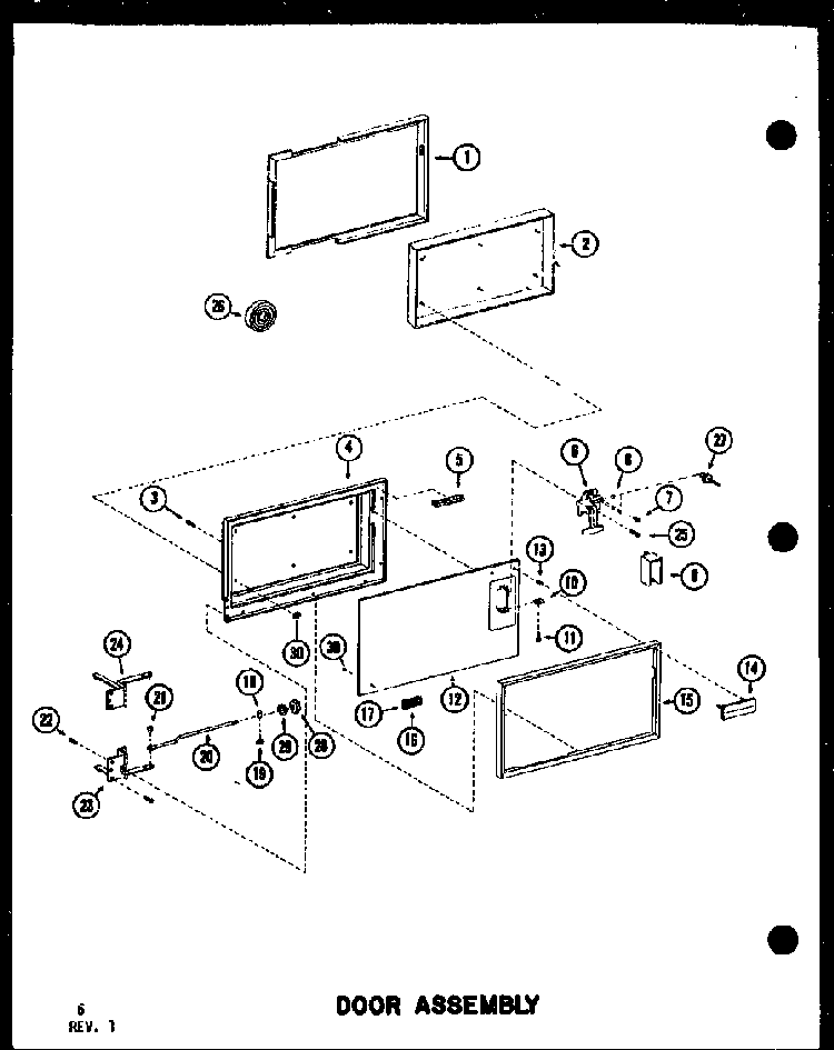 Door Assembly Diagram and Parts List for RC-10S P73829-2M Amana Microwave