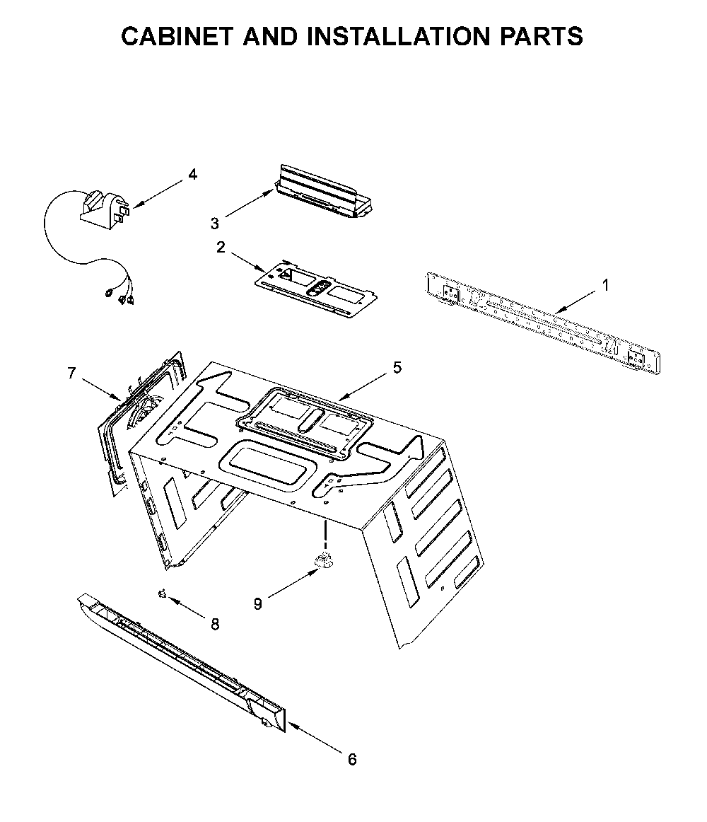 Cabinet and installation parts Diagram and Parts List for YMMV6190FZ3  Maytag Microwave