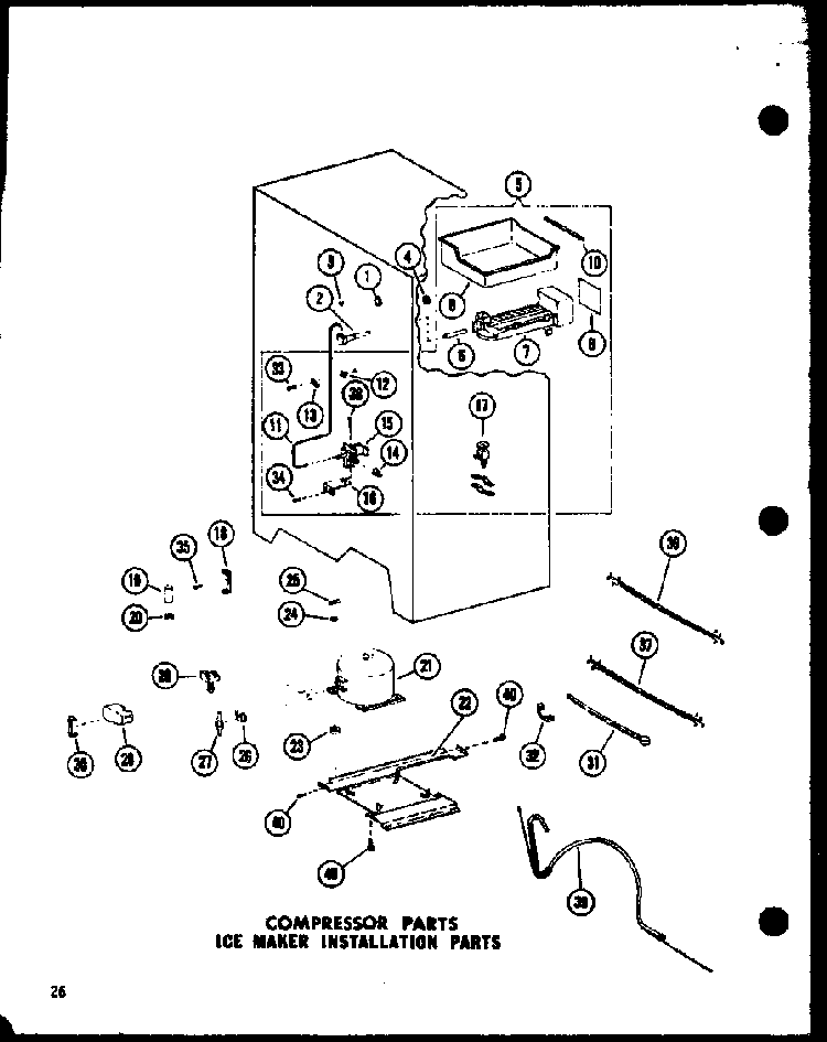 Compressor Parts Ice Maker Installation Parts Diagram and Parts List for SRI-22E-A-P74870-11WA  Amana Refrigerator