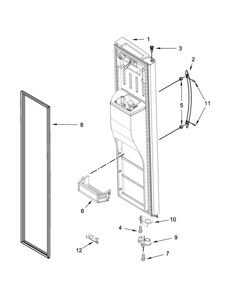 Freezer Door Parts Diagram and Parts List for JSC23C9EEM00  Jenn-Air Refrigerator