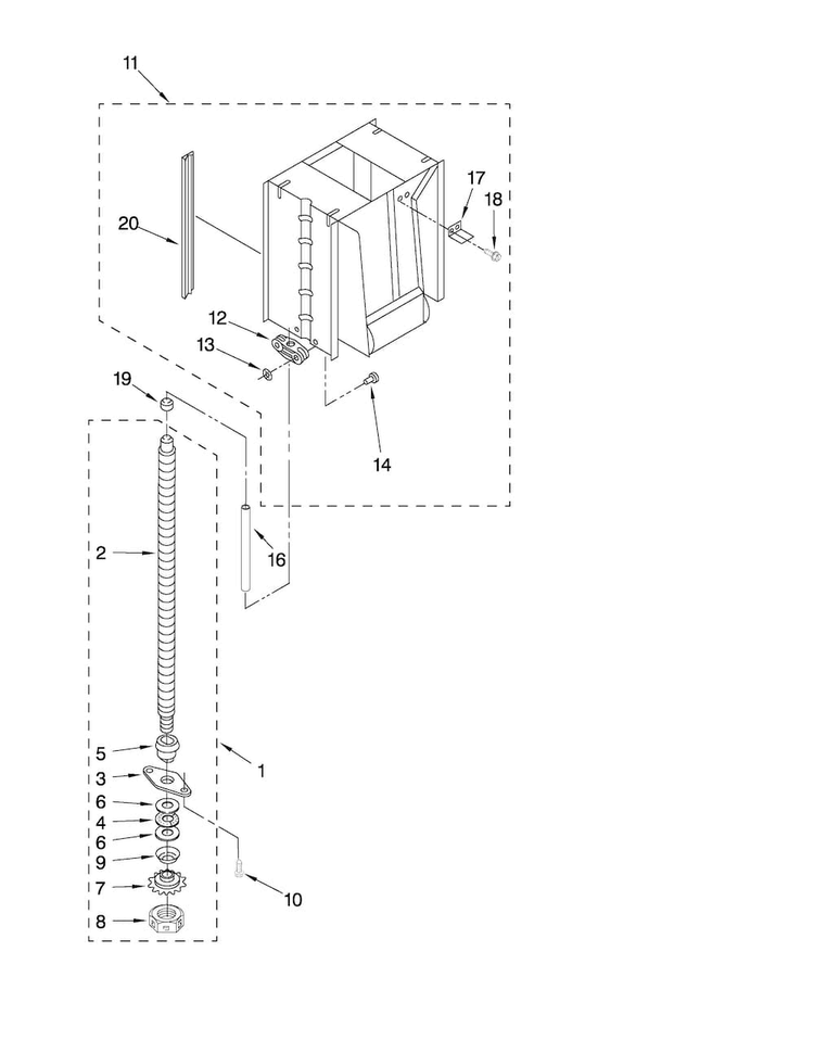 Powerscrew And Ram Parts Diagram and Parts List for JQTC507B0  Jenn-Air Trash Compactor