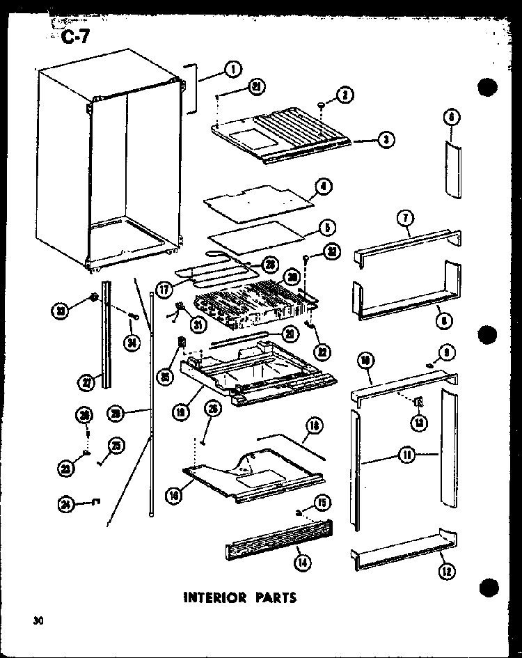 Interior Parts Diagram and Parts List for TC18F-G-P75288-5WG  Amana Refrigerator