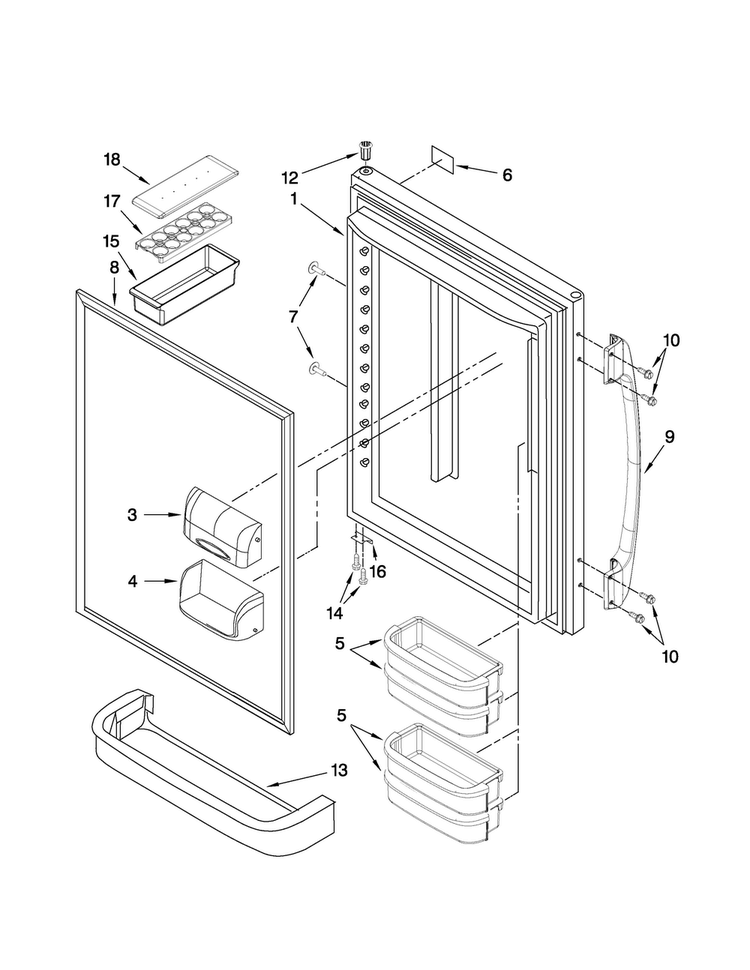 Refrigerator Door Parts Diagram and Parts List for AB2225PEKS8  Amana Refrigerator