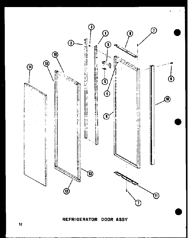Refrigerator Door Assy Diagram and Parts List for SRI519D-P73900-19W  Amana Refrigerator