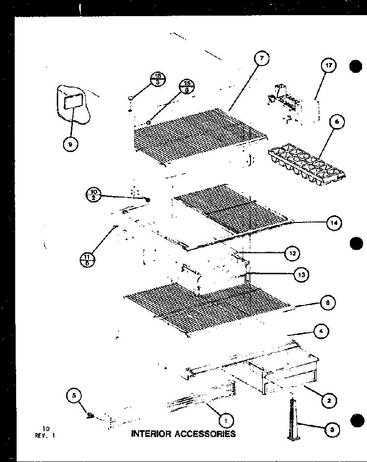 Interior Accessories Diagram and Parts List for TM16G1-P76512-28W  Amana Refrigerator