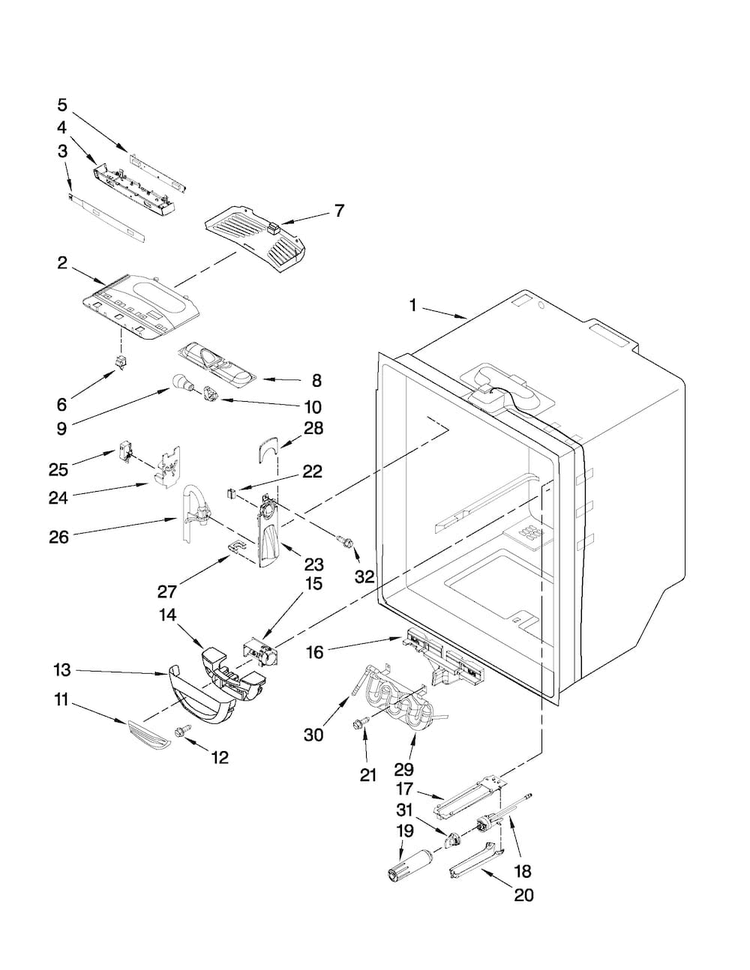 Refrigerator Liner Parts Diagram and Parts List for JFC2089WEP6  Jenn-Air Refrigerator