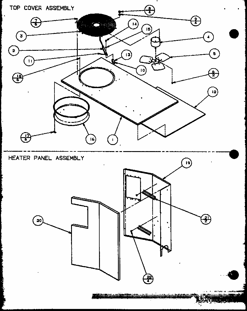 Top Cover Assembly/heater Panel Assembly (spco24001a/p9999101c) (spco30001a/p9999102c) (spco36001a/p9999103c) (spco36003a/p9999104c) Diagram and Parts List for D9836801  Amana Air Conditioner