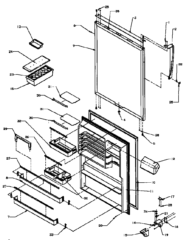 Refrigerator Door Diagram and Parts List for TC18A3L-P1181812WL  Amana Refrigerator