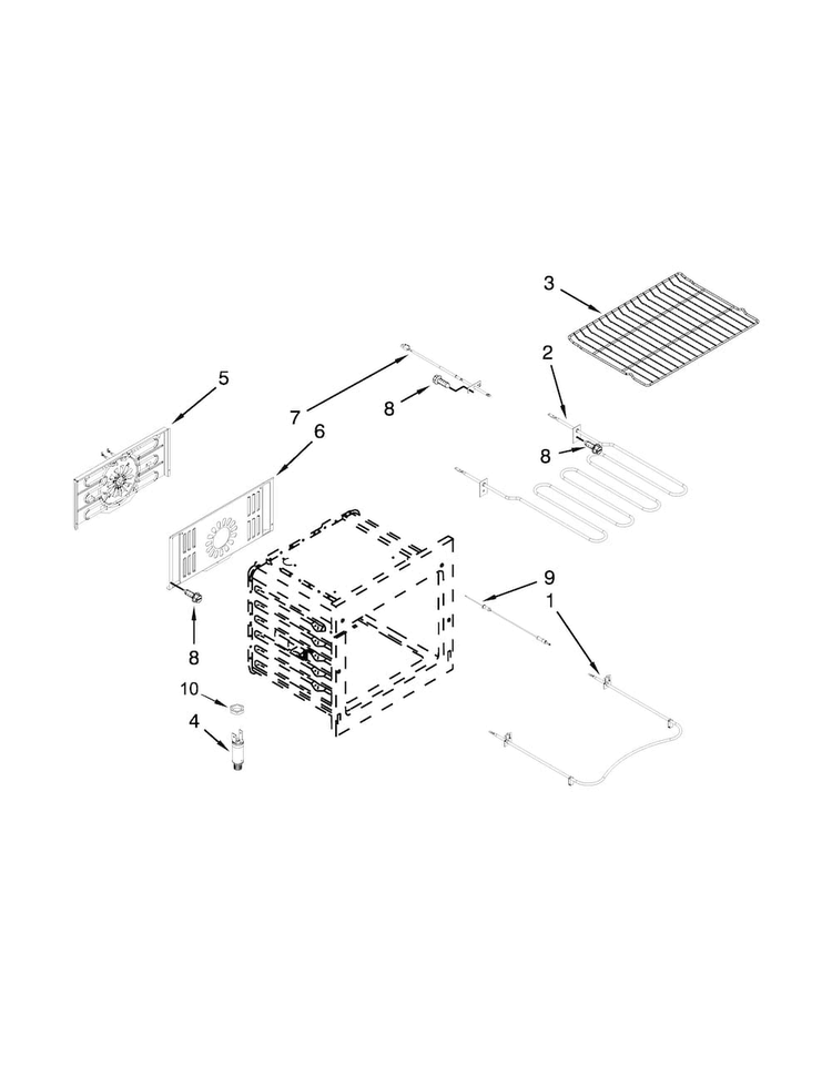 Internal Oven Parts Diagram and Parts List for JES9800CAB01  Jenn-Air Range