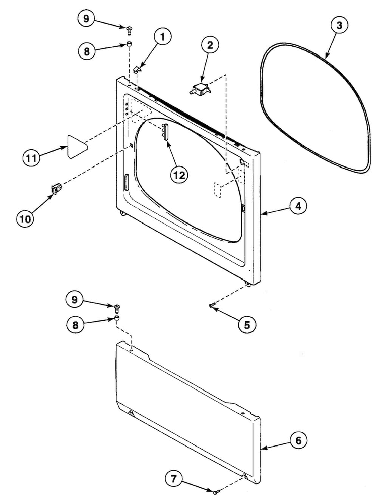 Front Panel Diagram and Parts List for SSEH07LJ1500  Speed Queen Dryer