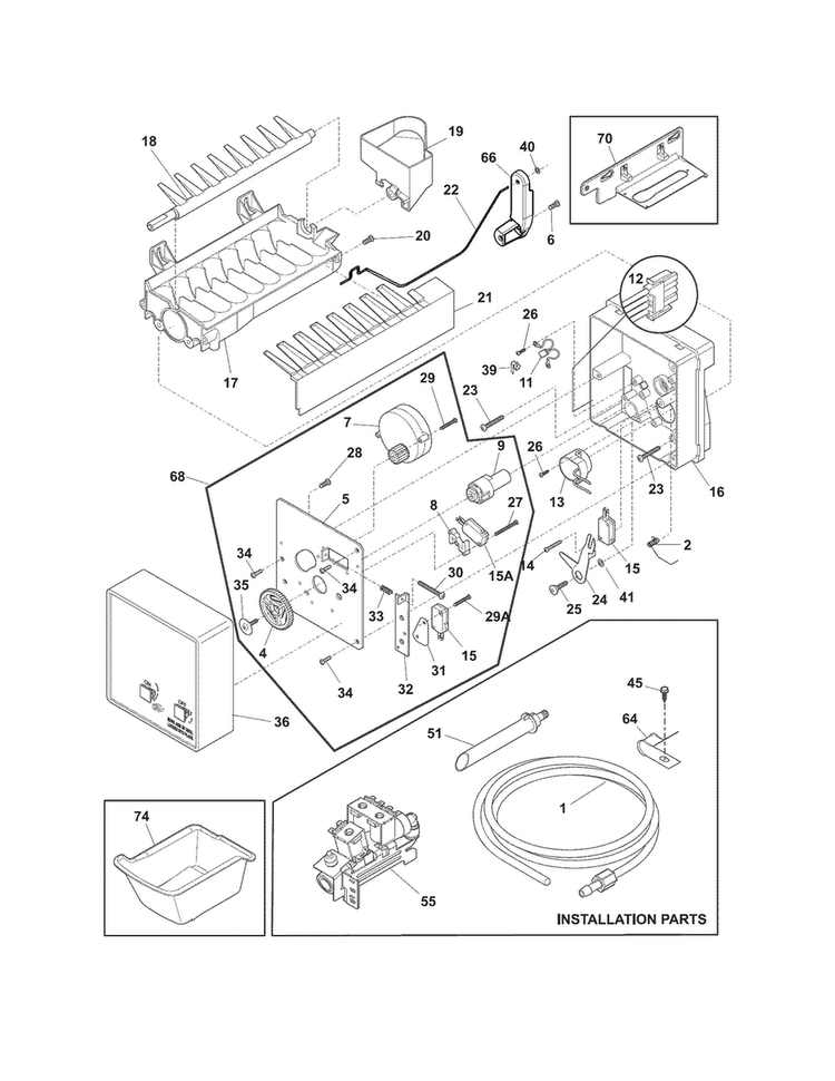 Ice Maker Diagram and Parts List for CFD27SDPS0  Crosley Refrigerator