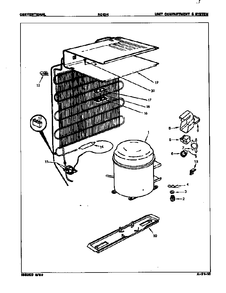 Unit Compartment & System Diagram and Parts List for RC10H E8S00 Maytag Refrigerator