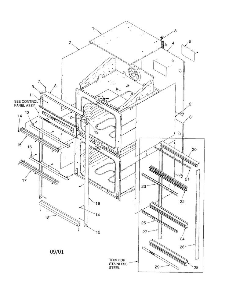 Cabinet Diagram and Parts List for AOCD2770E-P1132370NE  Amana Wall Oven