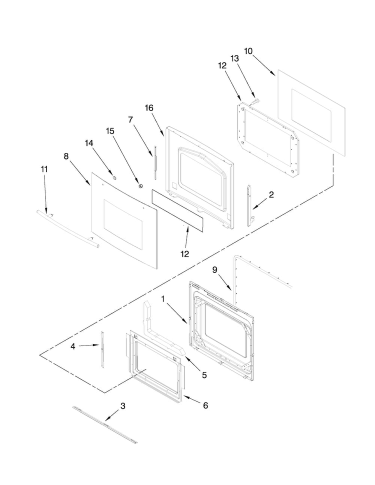 Upper Oven Door Parts Diagram and Parts List for JJW9830DDB31  Jenn-Air Wall Oven