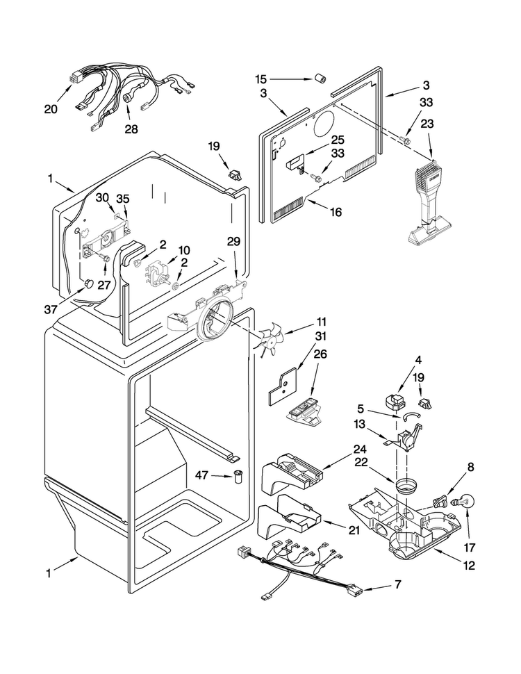 Liner Parts Diagram and Parts List for A9RXNMFWS02  Amana Refrigerator