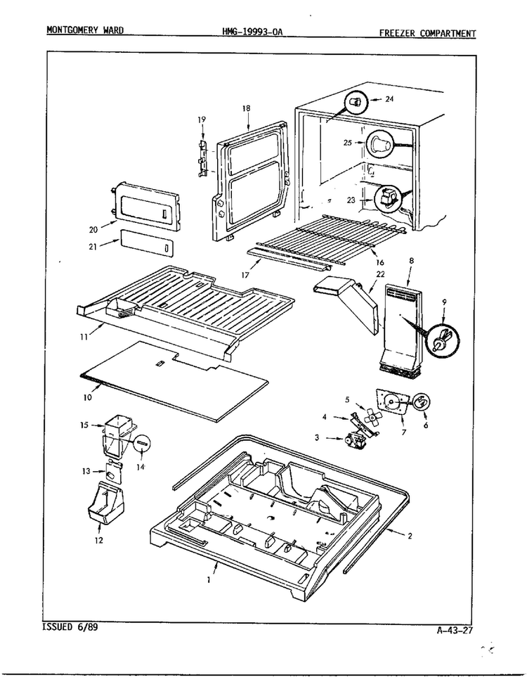 Freezer Compartment Page 2 Diagram and Parts List for 19993A  Admiral Refrigerator