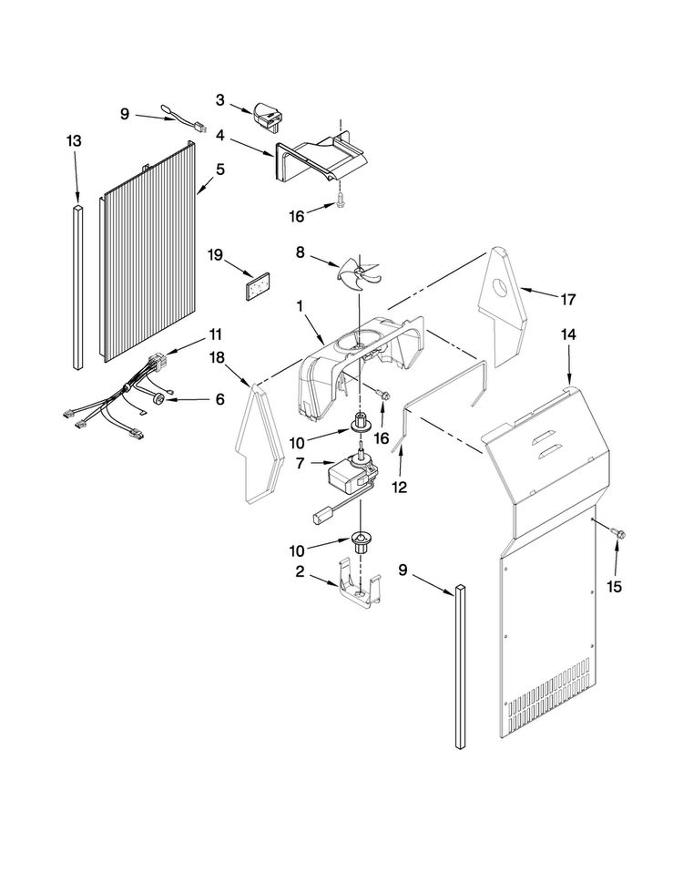 Air Flow Parts Diagram and Parts List for JCD2395WES00  Jenn-Air Refrigerator