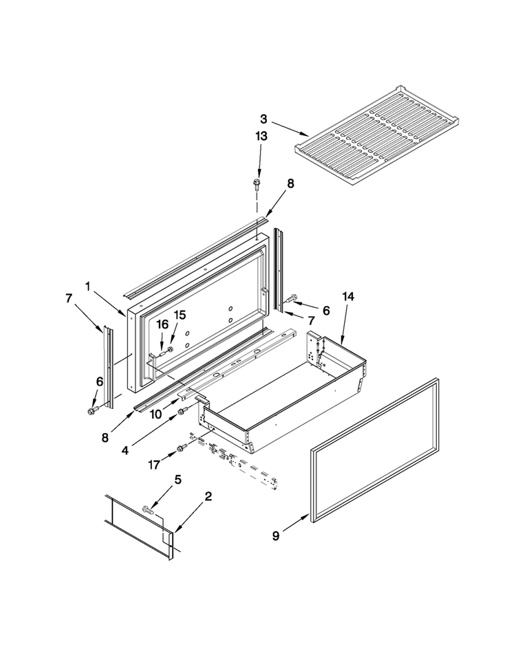 Freezer Door And Basket Parts Diagram and Parts List for JF42NXFXDW03  Jenn-Air Refrigerator