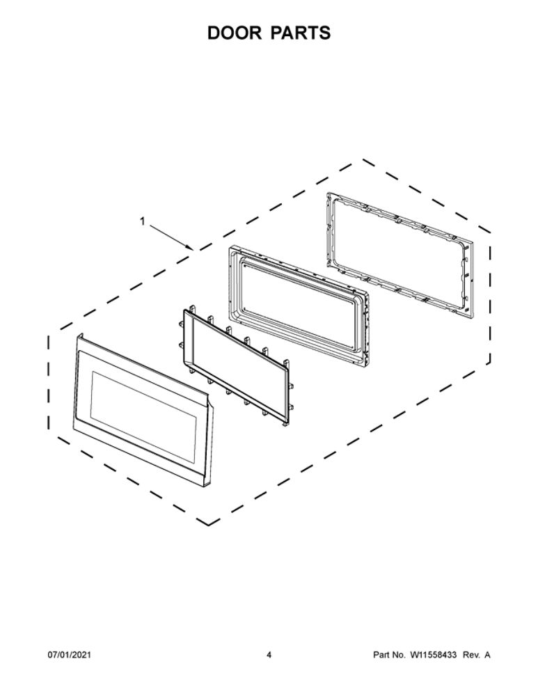 Door Parts Diagram and Parts List for YAMV2307PFS4  Amana Microwave