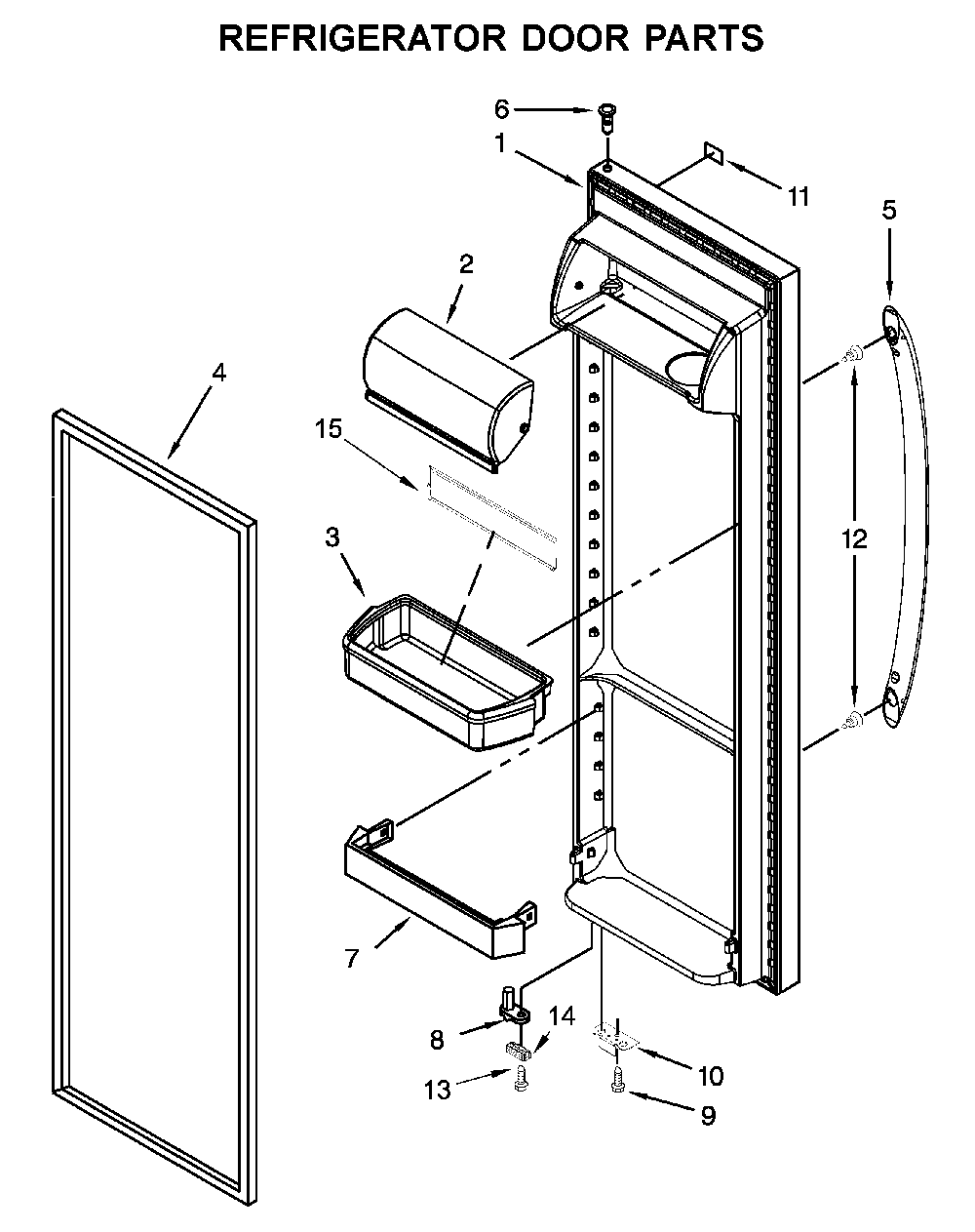 Refrigerator Door Parts Diagram and Parts List for 1064651753713  Kenmore Refrigerator