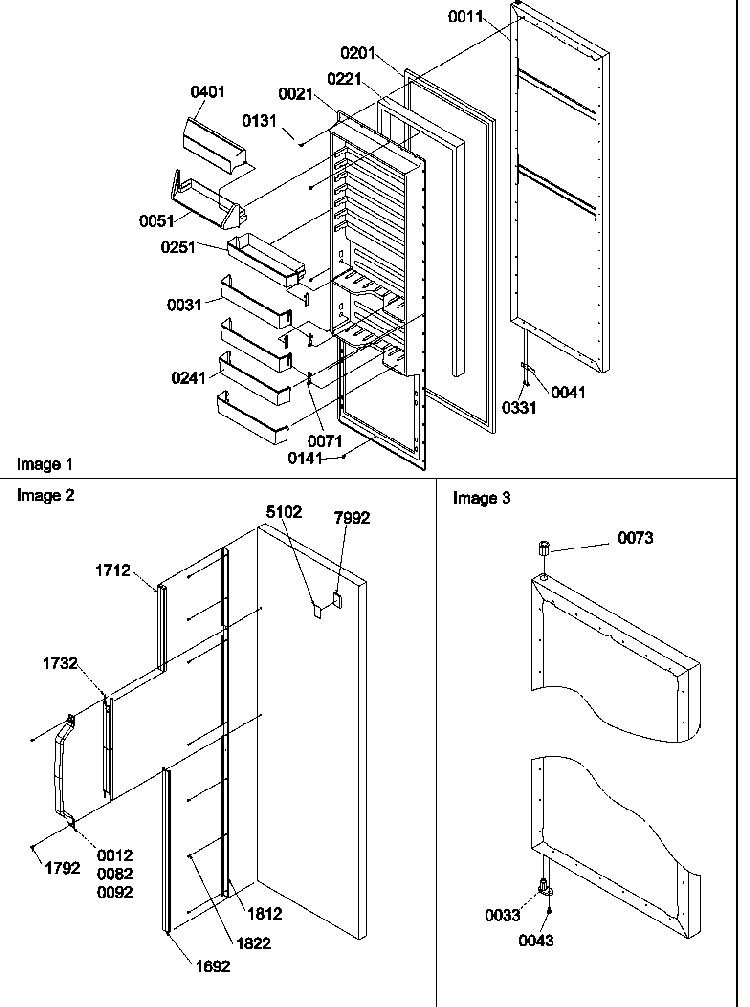 Freezer Door Accessories Diagram and Parts List for SX322S2W-P1307303WW  Amana Refrigerator
