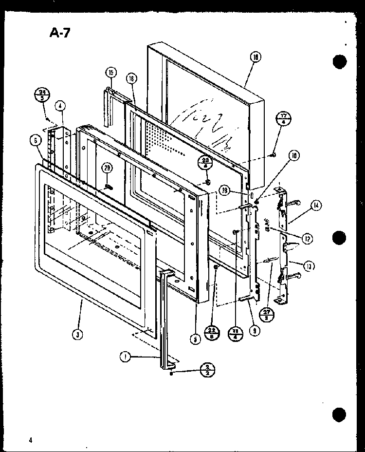Door Diagram and Parts List for RO-700 P75992-1M Amana Microwave