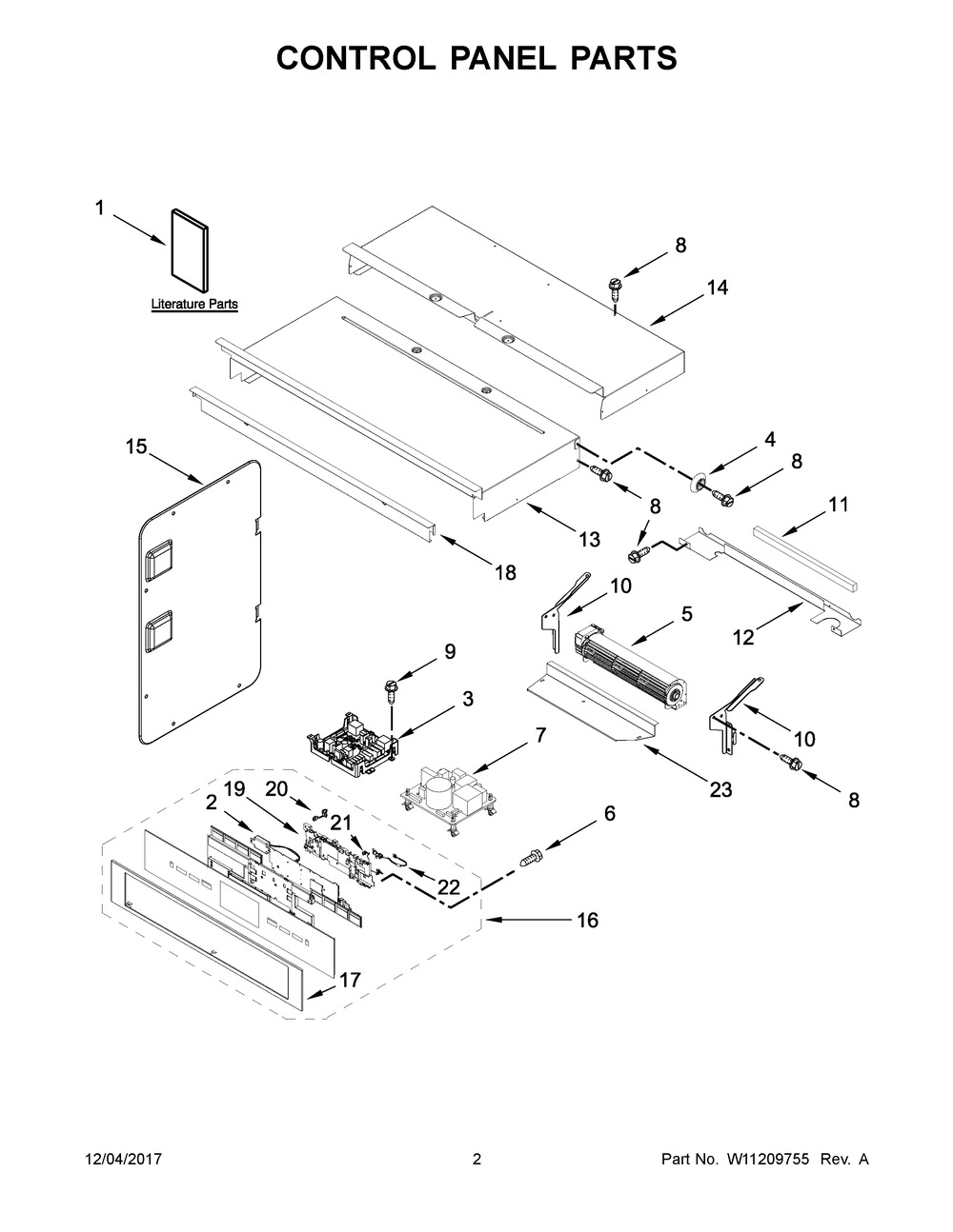 Control Panel Parts Diagram and Parts List for JMW2430DB02  Maytag Microwave Oven Combo