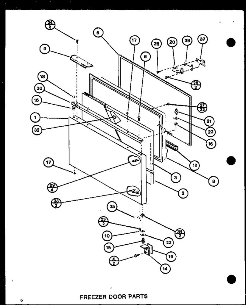 Freezer Door Parts 1 Diagram and Parts List for IC3K-P7621310W-BM  Amana Refrigerator