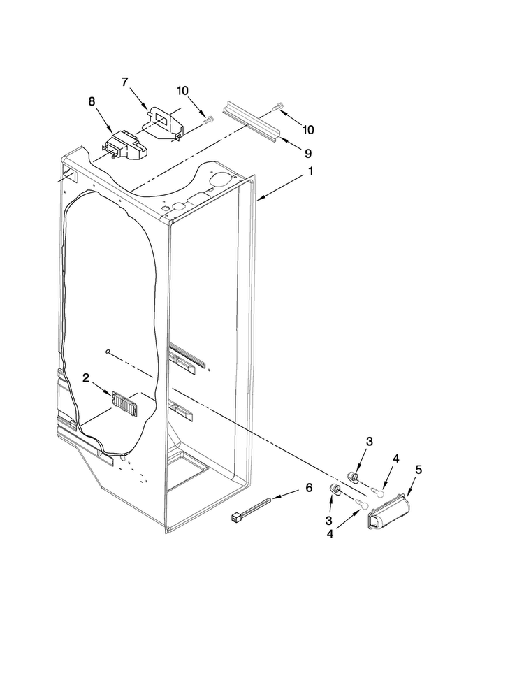 Refrigerator Liner Parts Diagram and Parts List for ASD2523WRB00  Amana Refrigerator