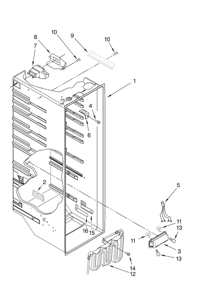 Refrigerator Liner Parts Diagram and Parts List for MSD2576VEW00  Maytag Refrigerator