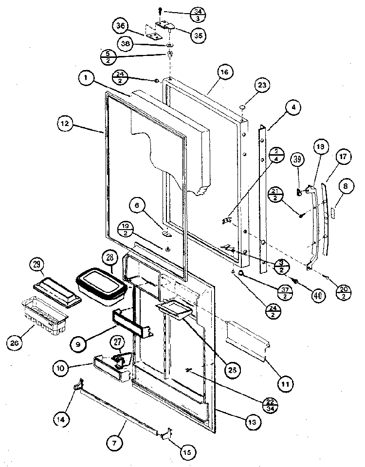 Refrigerator Door Diagram and Parts List for BW20K-P7812501W  Amana Refrigerator