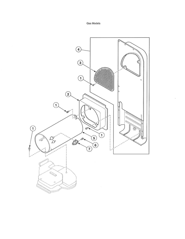Heater Duct Assembly Diagram and Parts List for ADE30RGS171TW01  Speed Queen Dryer