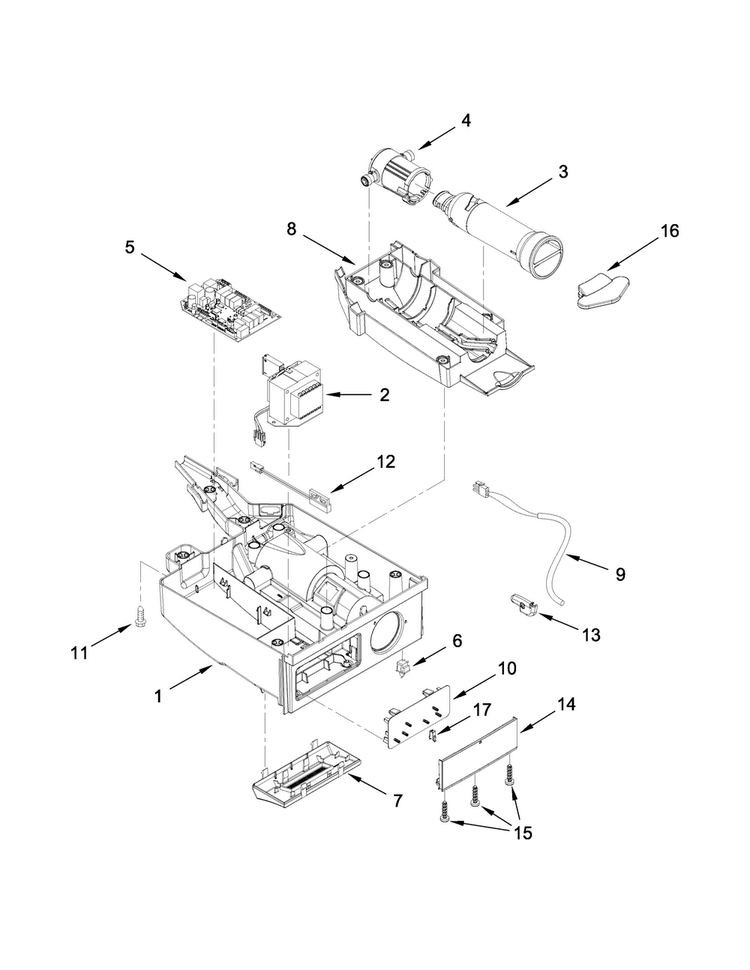 Control Panel Parts Diagram and Parts List for JIM158XYRS1  Jenn-Air Ice Maker