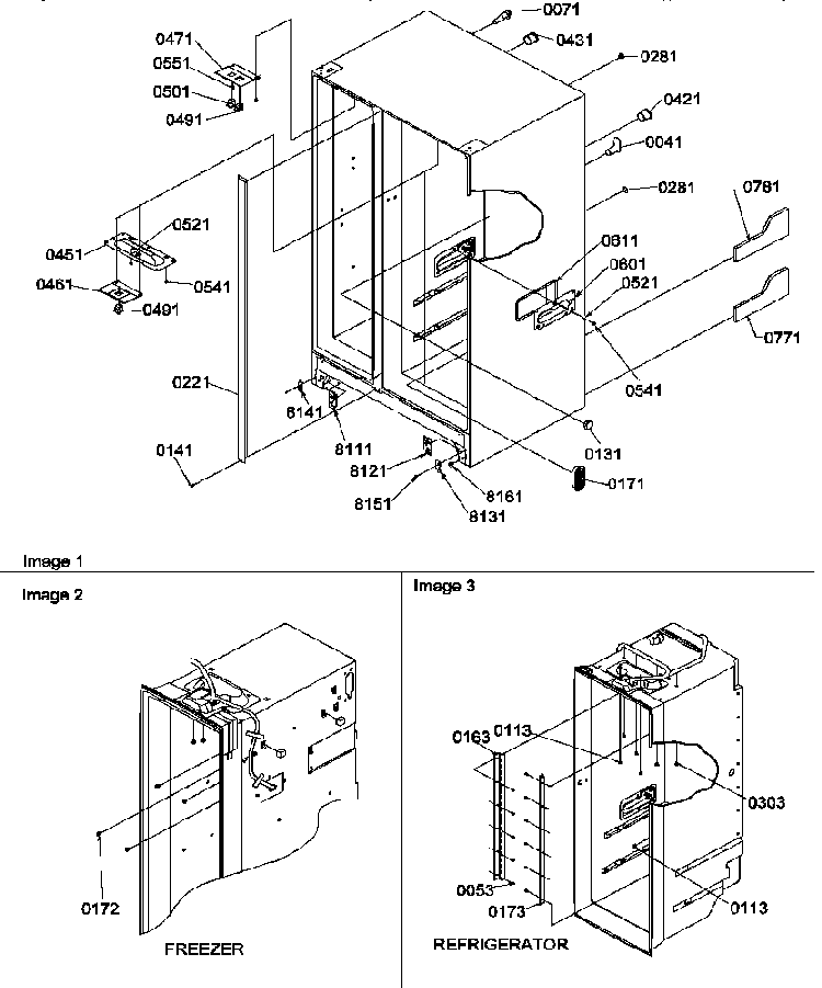 Cabinet Parts Diagram and Parts List for SRD20TPW-P1190811WW  Amana Refrigerator