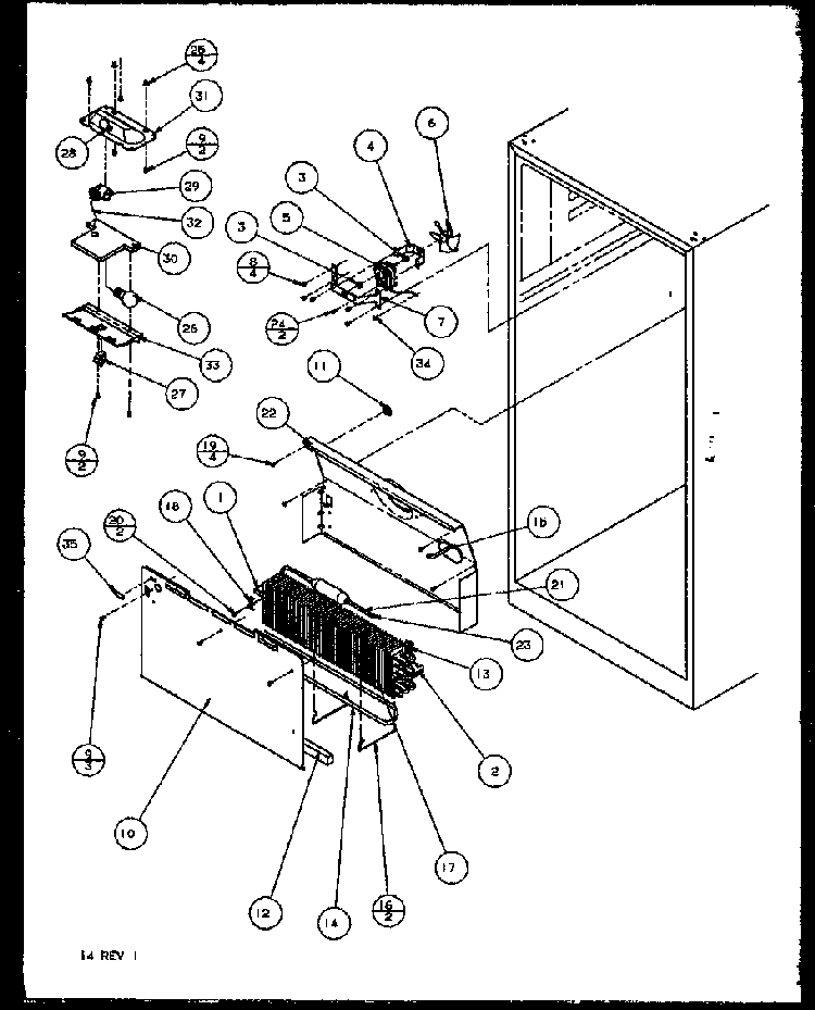 Evaporator Motor/coil Diagram and Parts List for 85161W-P1117111WW  Amana Refrigerator