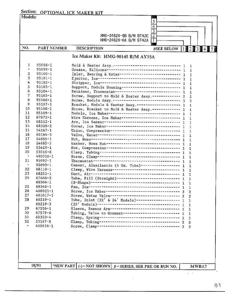 Optional Ice Maker Kit Page 2 Diagram and Parts List for 24824-0A  Admiral Refrigerator