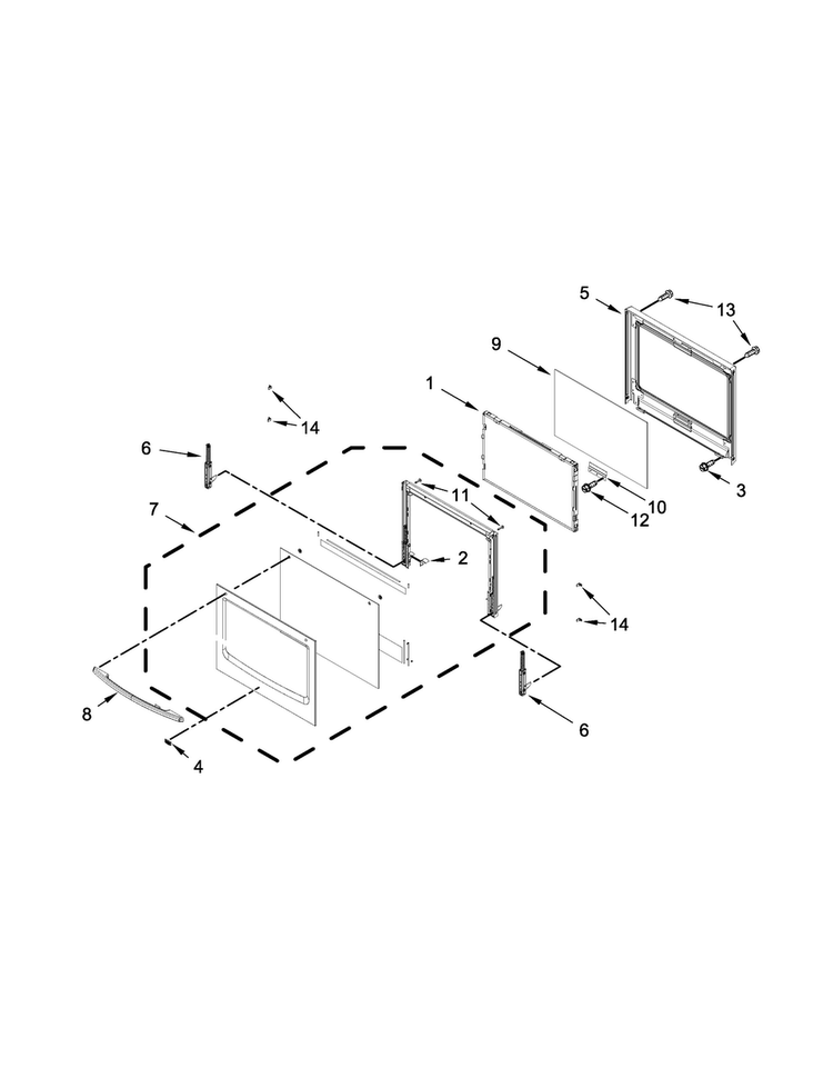 Lower Oven Door Parts Diagram and Parts List for MEW7627AS02  Maytag Wall Oven