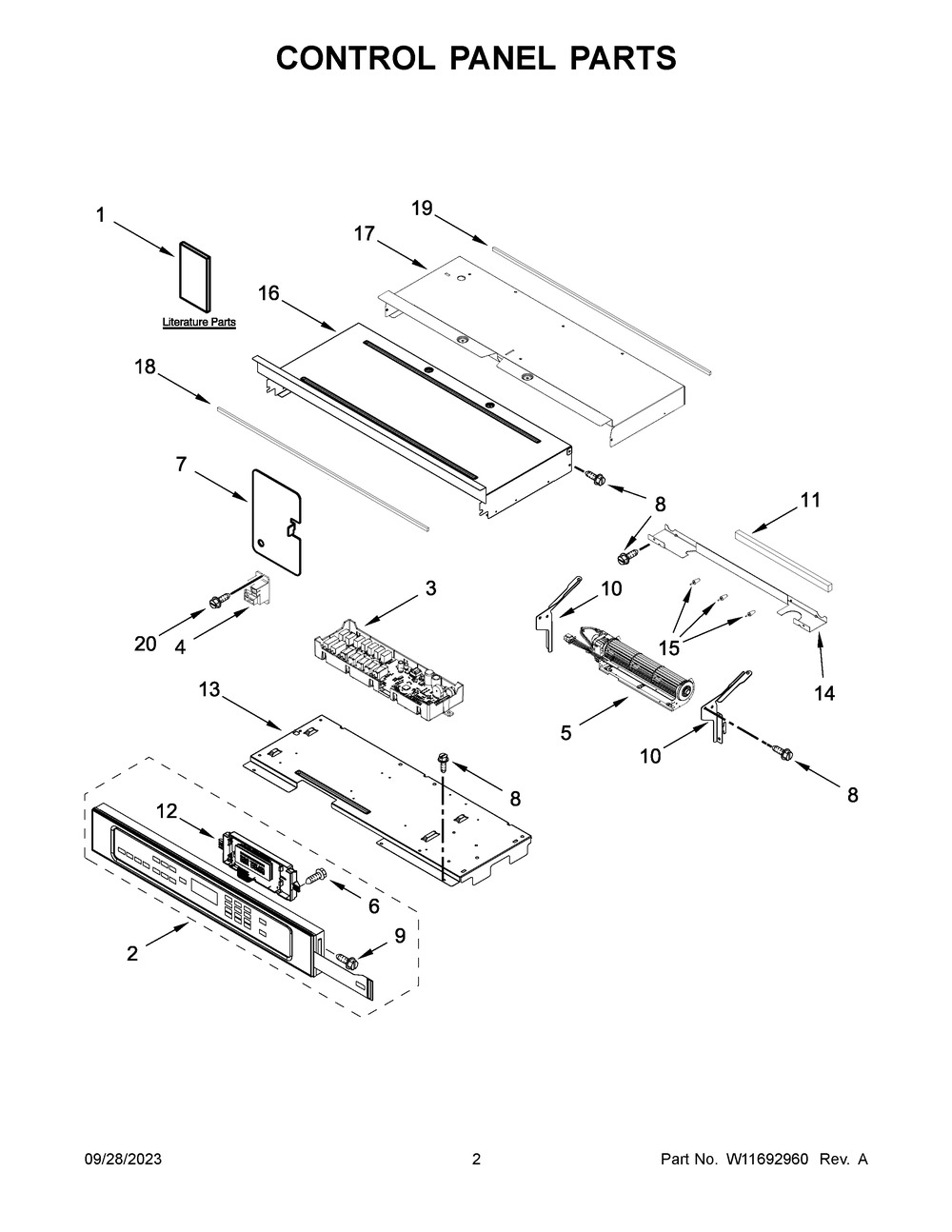 Control Panel Parts Diagram and Parts List for MOED6030LZ01  Maytag Wall Oven