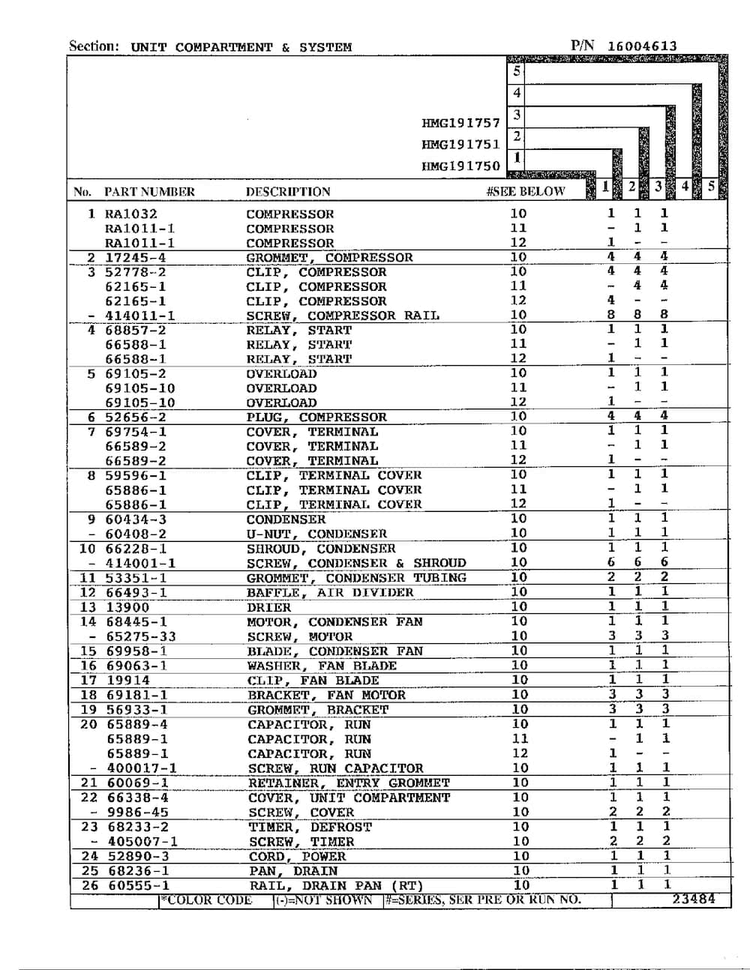 Unit Compartment And System Page 2 Diagram and Parts List for 19175  Admiral Refrigerator